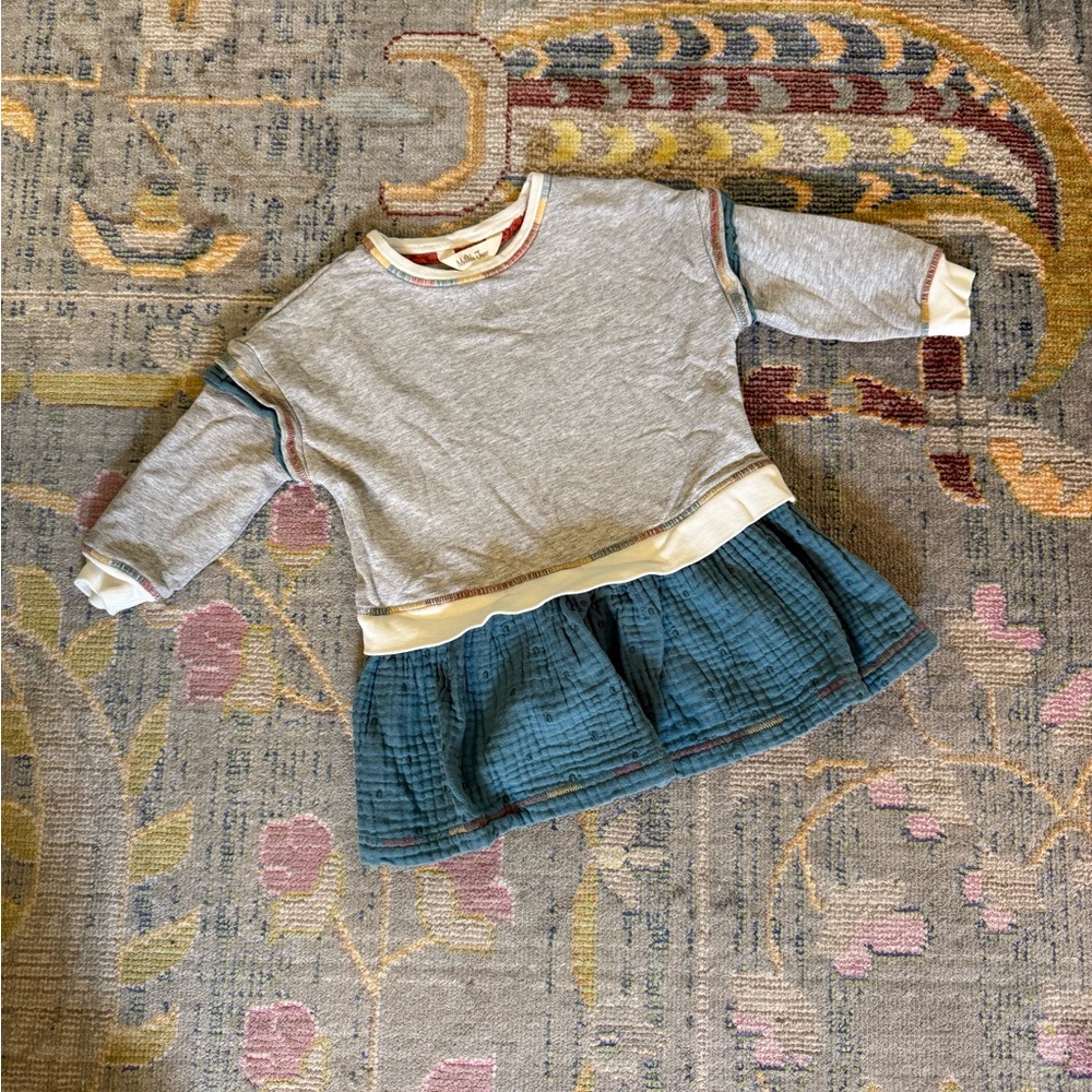 Matilda Jane Gray and Teal Girls Sweatshirt Dress Top